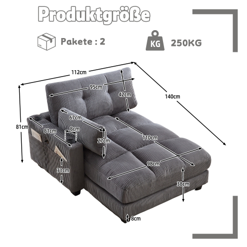 Lounge-Sessel Aurelio mit Cord-Polster