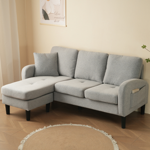 L-Ecksofa Bornholm aus Baumwoll-Leinen